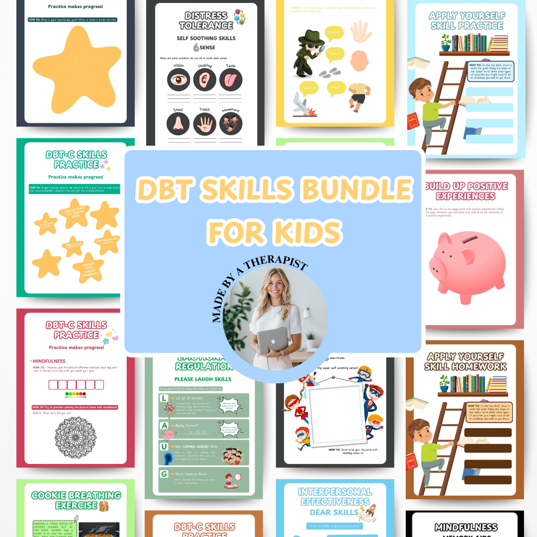 DBT MEGA BUNDLE, dbt skills, dbt workbooks, therapy worksheets, counselling resources, therapy tools, printables, dbt flash cards