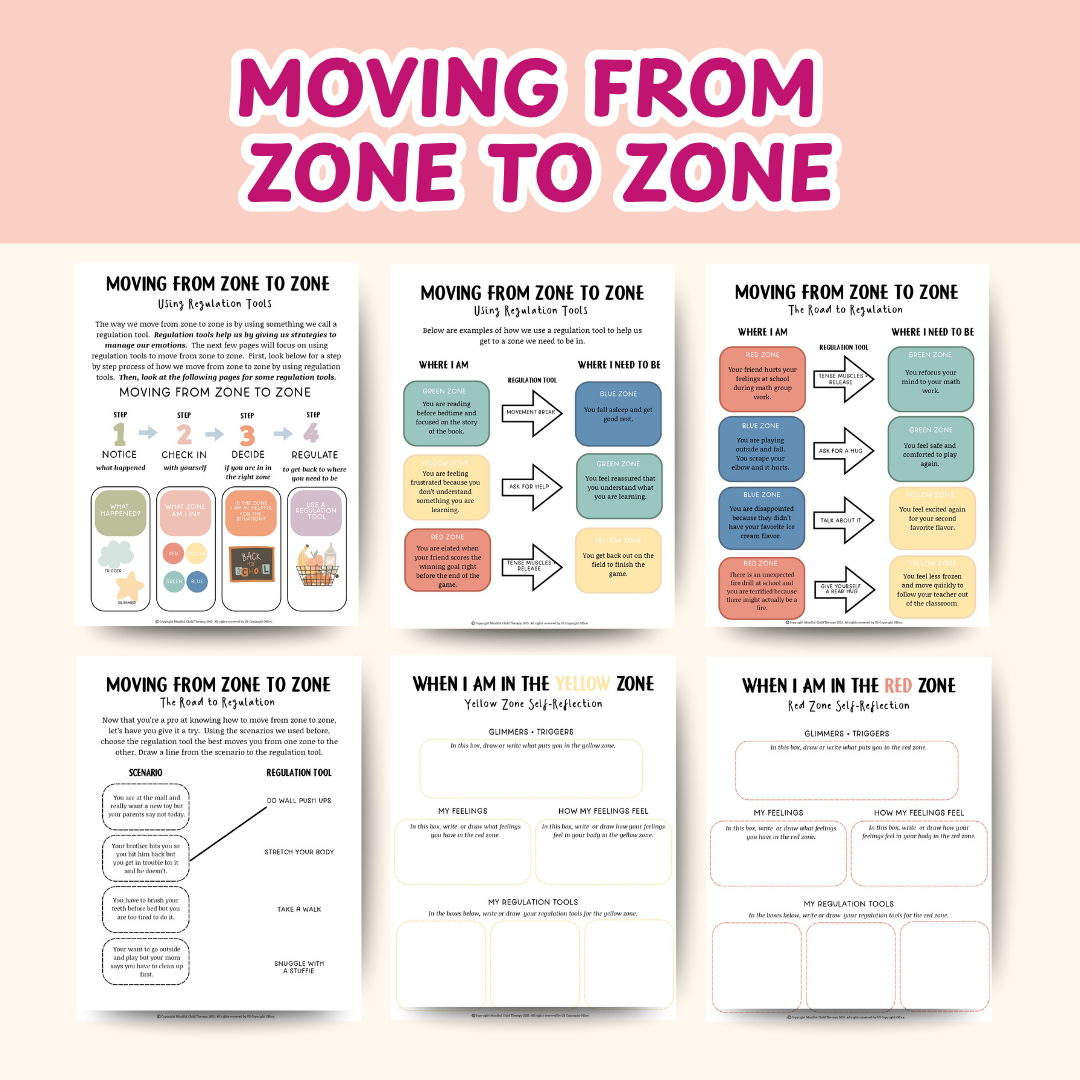 Zones of Regulation Emotional Regulation for Kids, Play Therapy Resources & Kids Therapy Workbook, Identifying Emotions for Kids, Kid Therapy
