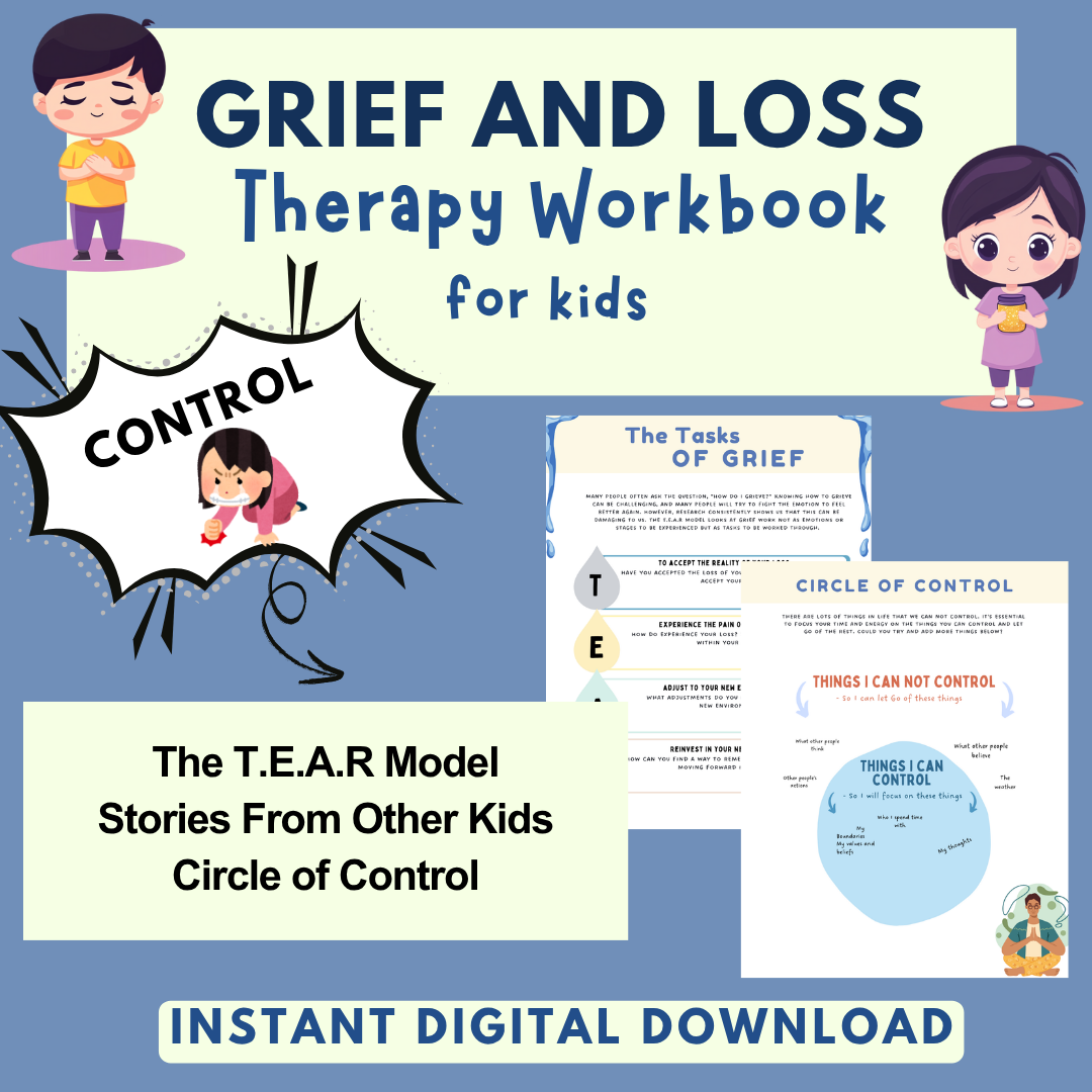 Kids Grief and Loss Worksheets, Therapy Workbook, Kids Therapy, Child Therapy and Group Therapy Resources