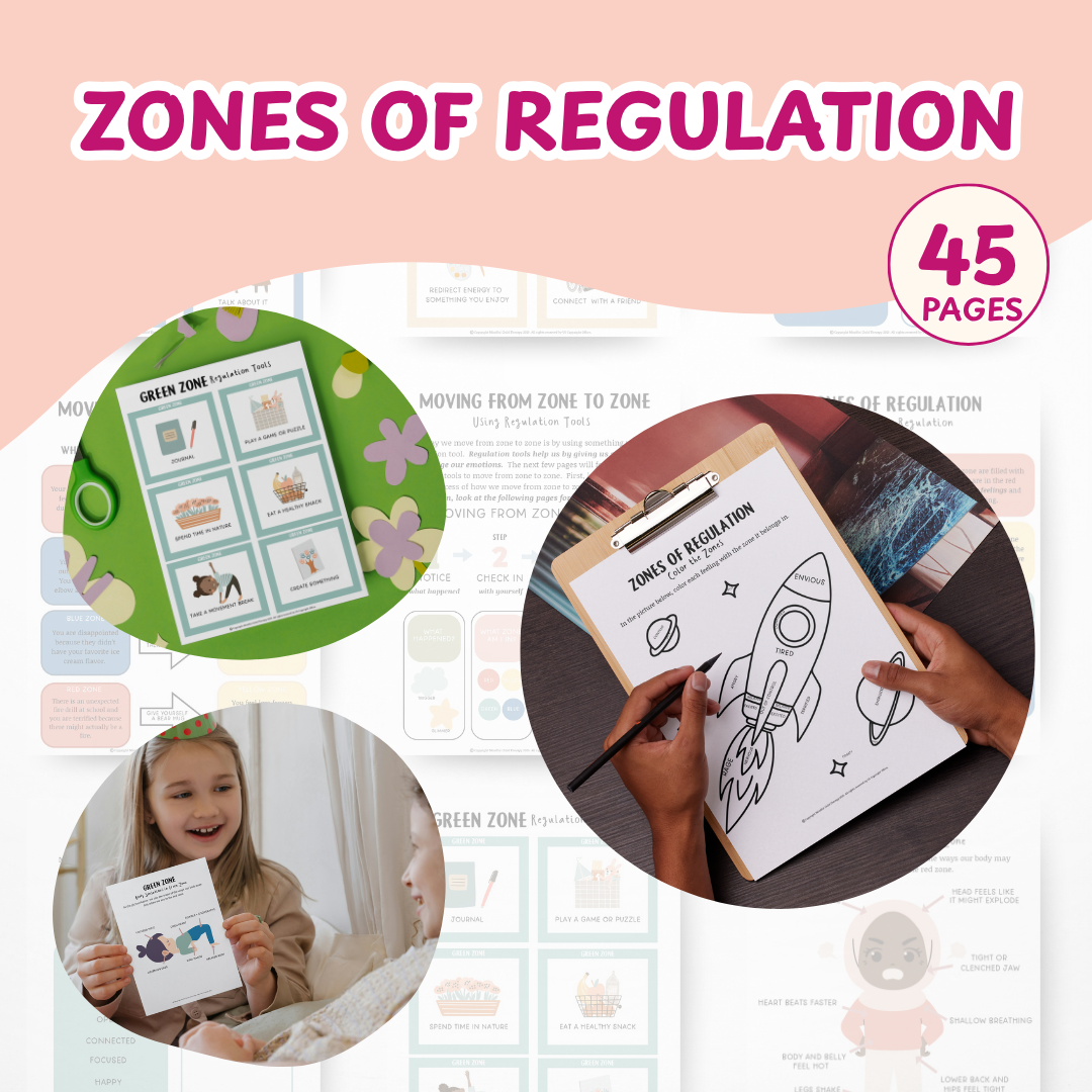 Zones of Regulation Emotional Regulation for Kids, Play Therapy Resources & Kids Therapy Workbook, Identifying Emotions for Kids, Kid Therapy