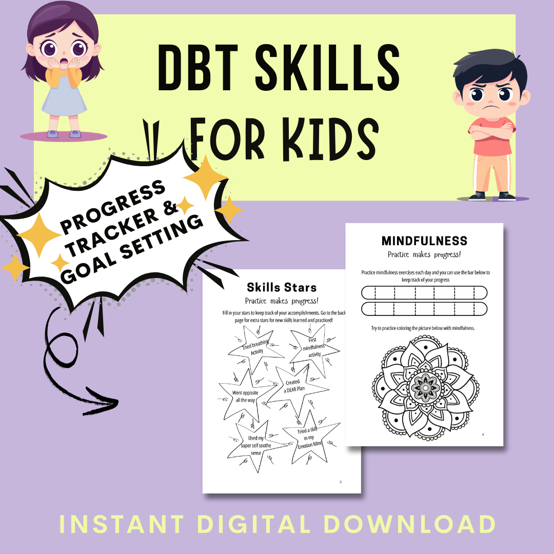 DBT Skills for Kids, Therapy Tools and Worksheets, Mental Health Printables, Cards, Instant Download