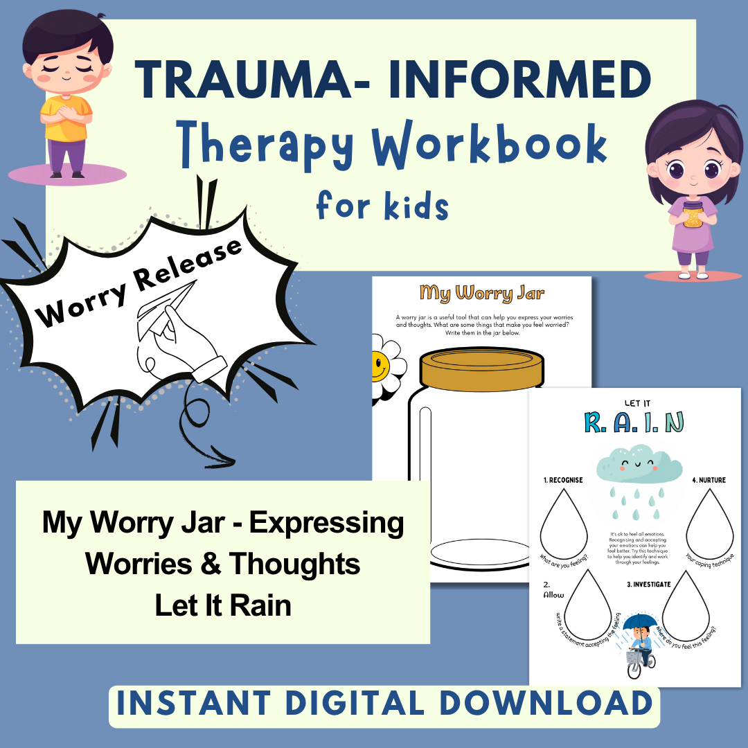 Trauma for Kids, Trauma Worksheets for Children, Kids Trauma Therapy & Processing, Informed Care, Safety Plan