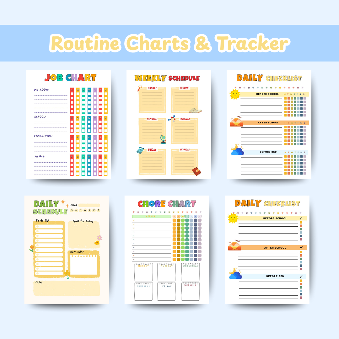 Kids ADHD Executive Functioning Success Pack, Calm Down Worksheets Kids Rewards, Family Daily Routine, Time Management, Breathing Exercises