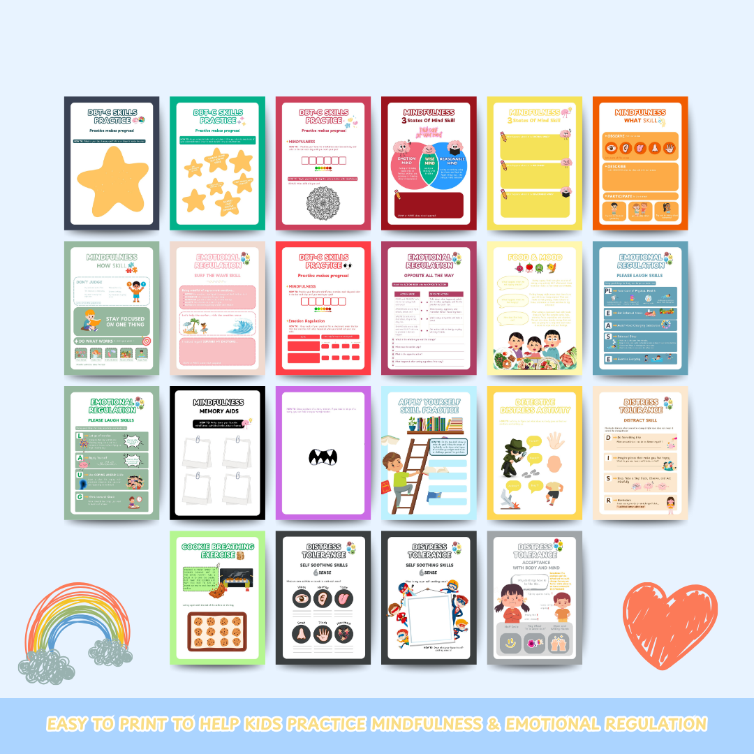 DBT MEGA BUNDLE, dbt skills, dbt workbooks, therapy worksheets, counselling resources, therapy tools, printables, dbt flash cards
