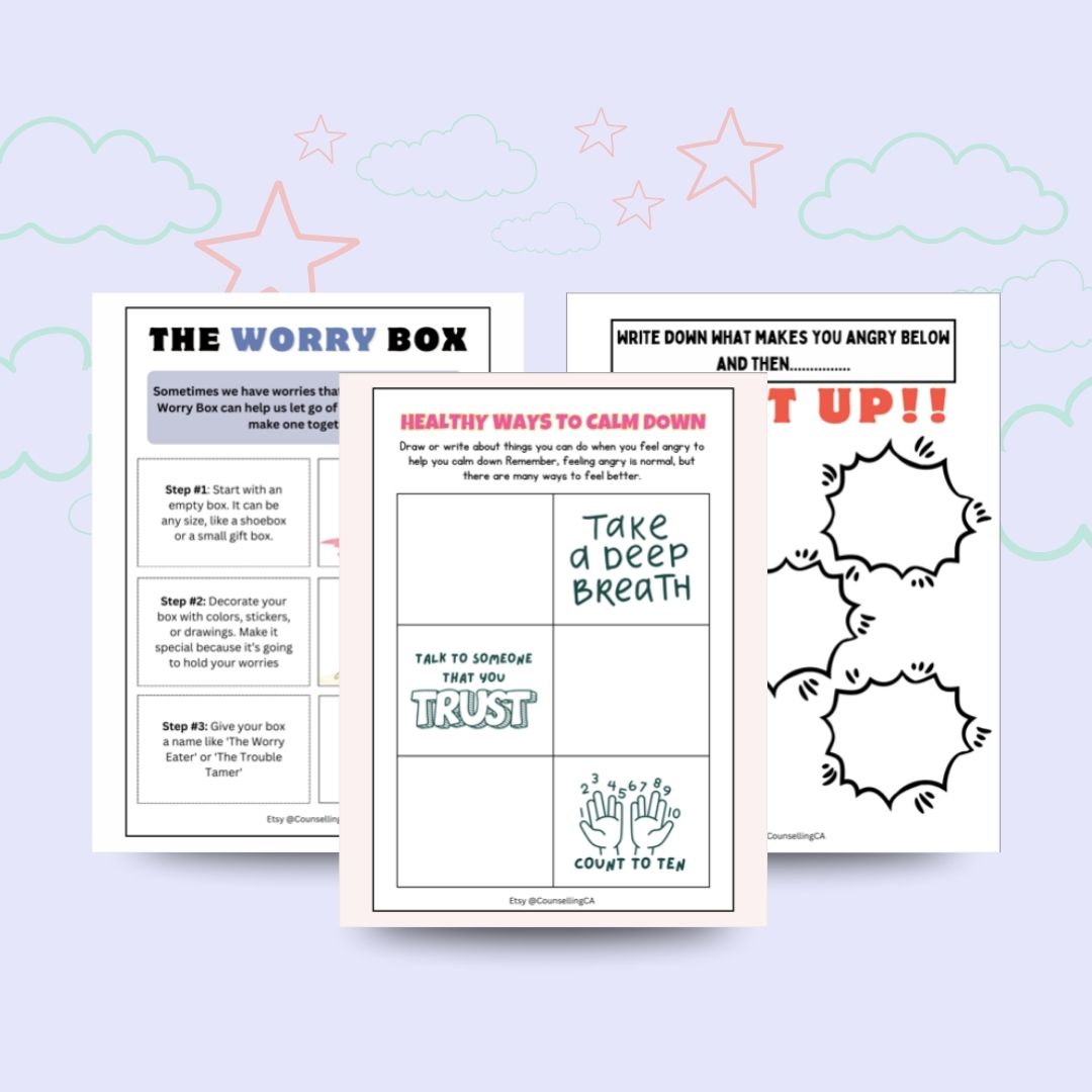 Emotional Regulation Bundle for Kids, Calming Exercises, Strength Cards, Breathing Exercises, How to Stay Calm