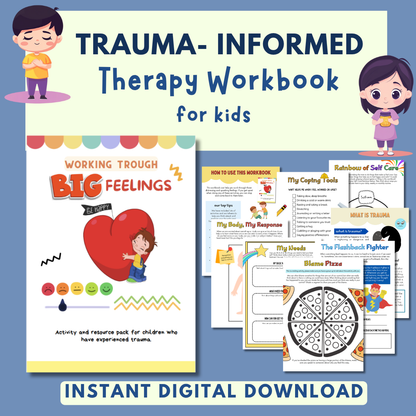 Trauma for Kids, Trauma Worksheets for Children, Kids Trauma Therapy & Processing, Informed Care, Safety Plan