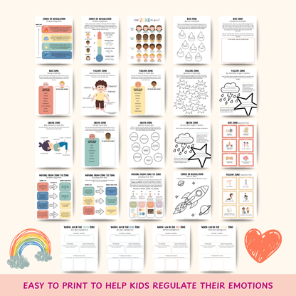 Zones of Regulation Emotional Regulation for Kids, Play Therapy Resources & Kids Therapy Workbook, Identifying Emotions for Kids, Kid Therapy