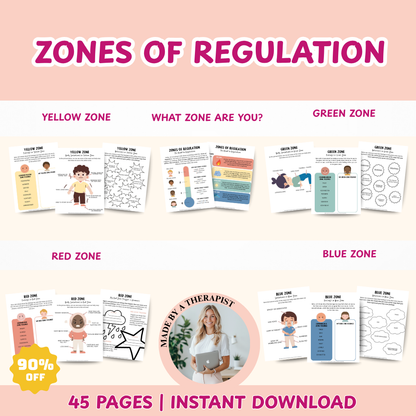 Zones of Regulation Emotional Regulation for Kids, Play Therapy Resources & Kids Therapy Workbook, Identifying Emotions for Kids, Kid Therapy