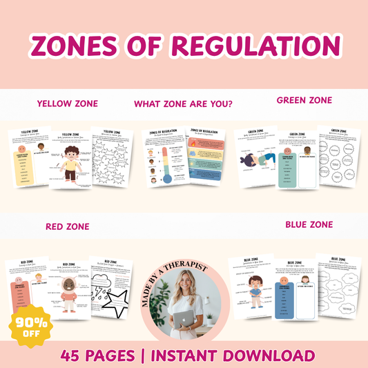 Zones of Regulation Emotional Regulation for Kids, Play Therapy Resources & Kids Therapy Workbook, Identifying Emotions for Kids, Kid Therapy