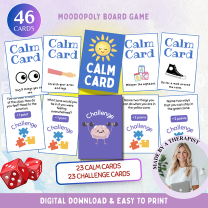 Moodopoly, Zones of Regulation Board Game, Instant Download & Print, Emotional Tools for Kids