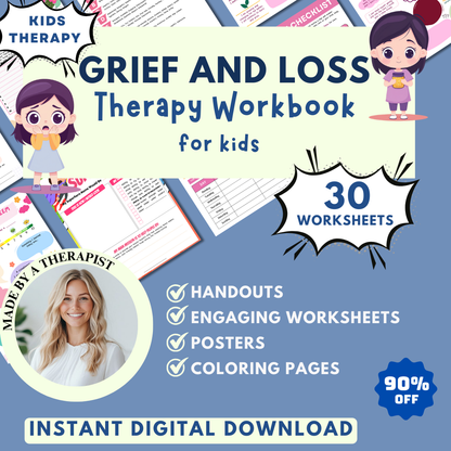 Kids Grief and Loss Worksheets, Therapy Workbook, Kids Therapy, Child Therapy, Group Therapy Resources, CBT
