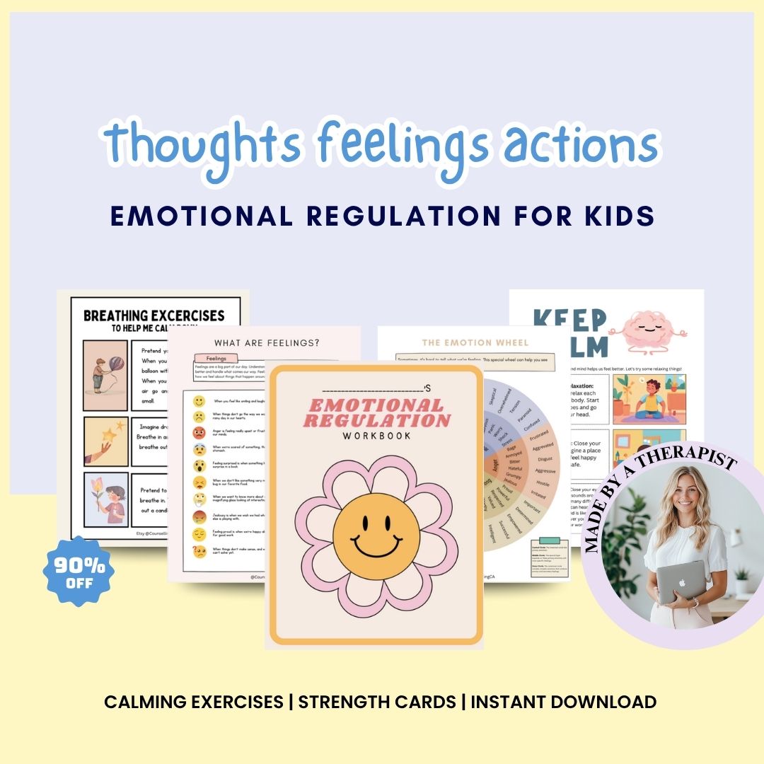 Emotional Regulation Bundle for Kids, Calming Exercises, Strength Cards, Breathing Exercises, How to Stay Calm