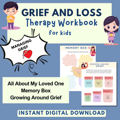 Kids Grief and Loss Worksheets, Therapy Workbook, Kids Therapy, Child Therapy and Group Therapy Resources