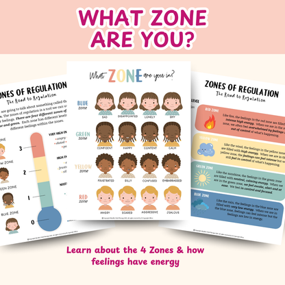 Zones of Regulation Emotional Regulation for Kids, Play Therapy Resources & Kids Therapy Workbook, Identifying Emotions for Kids, Kid Therapy