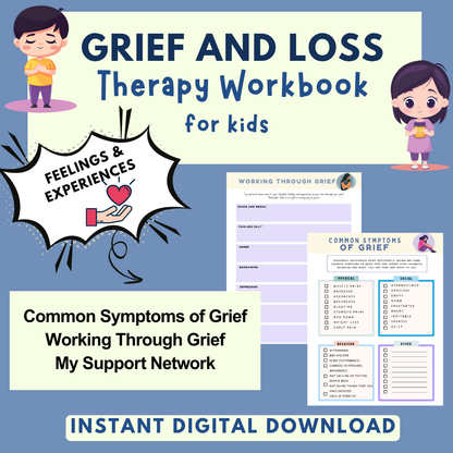 Kids Grief and Loss Worksheets, Therapy Workbook, Kids Therapy, Child Therapy and Group Therapy Resources