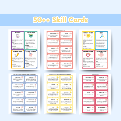 Kids ADHD Executive Functioning Success Pack, Calm Down Worksheets Kids Rewards, Family Daily Routine, Time Management, Breathing Exercises