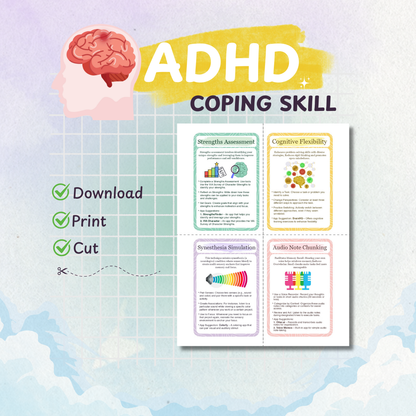 ADHD Coping Skill Cards, 24 Flashcards
