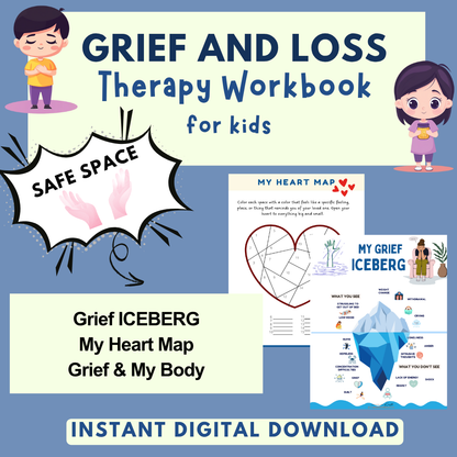 Kids Grief and Loss Worksheets, Therapy Workbook, Kids Therapy, Child Therapy and Group Therapy Resources