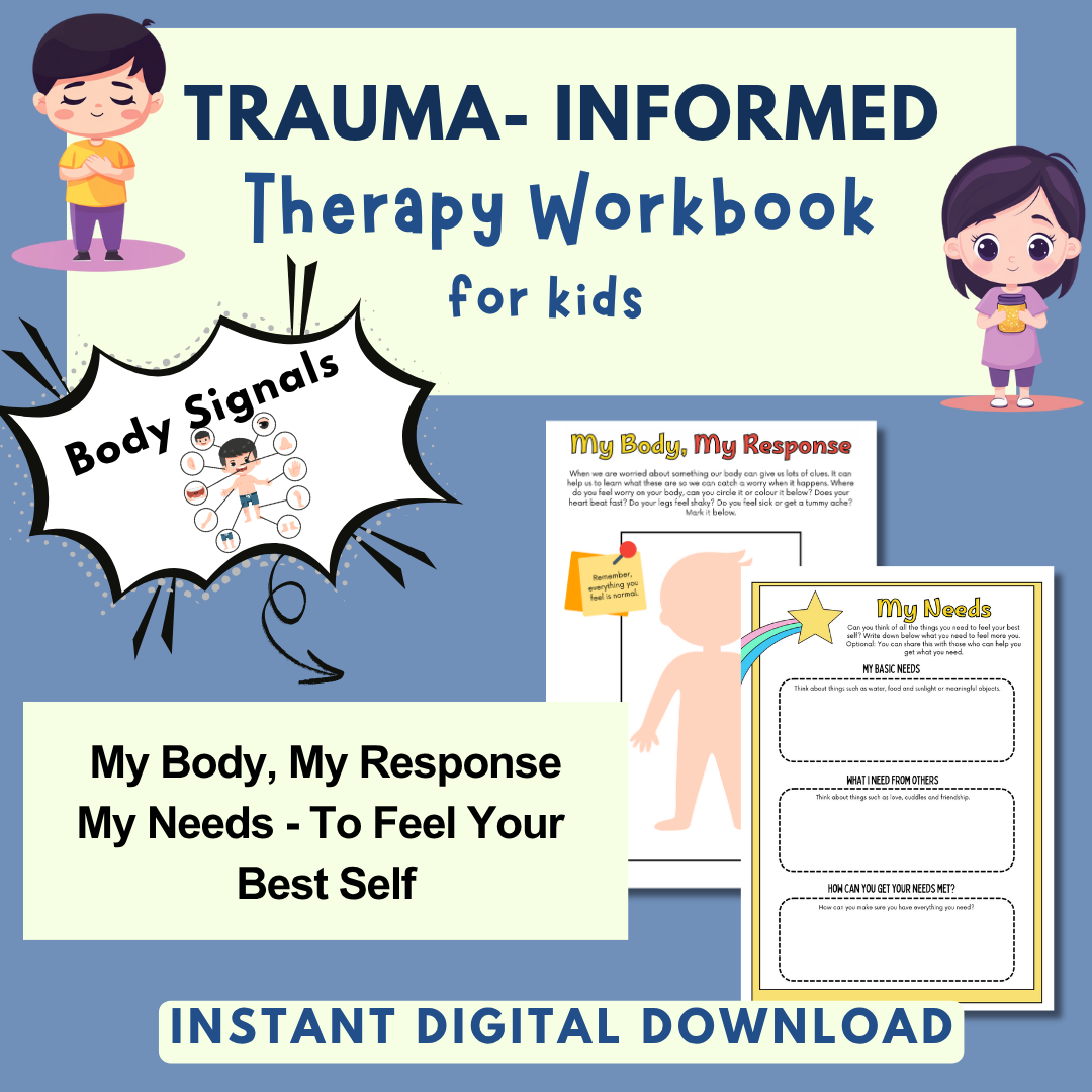 Trauma for Kids, Trauma Worksheets for Children, Kids Trauma Therapy & Processing, Informed Care, Safety Plan