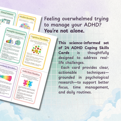 ADHD Coping Skill Cards, 24 Flashcards