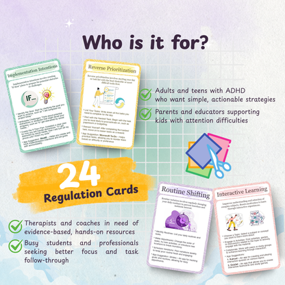 ADHD Coping Skill Cards, 24 Flashcards