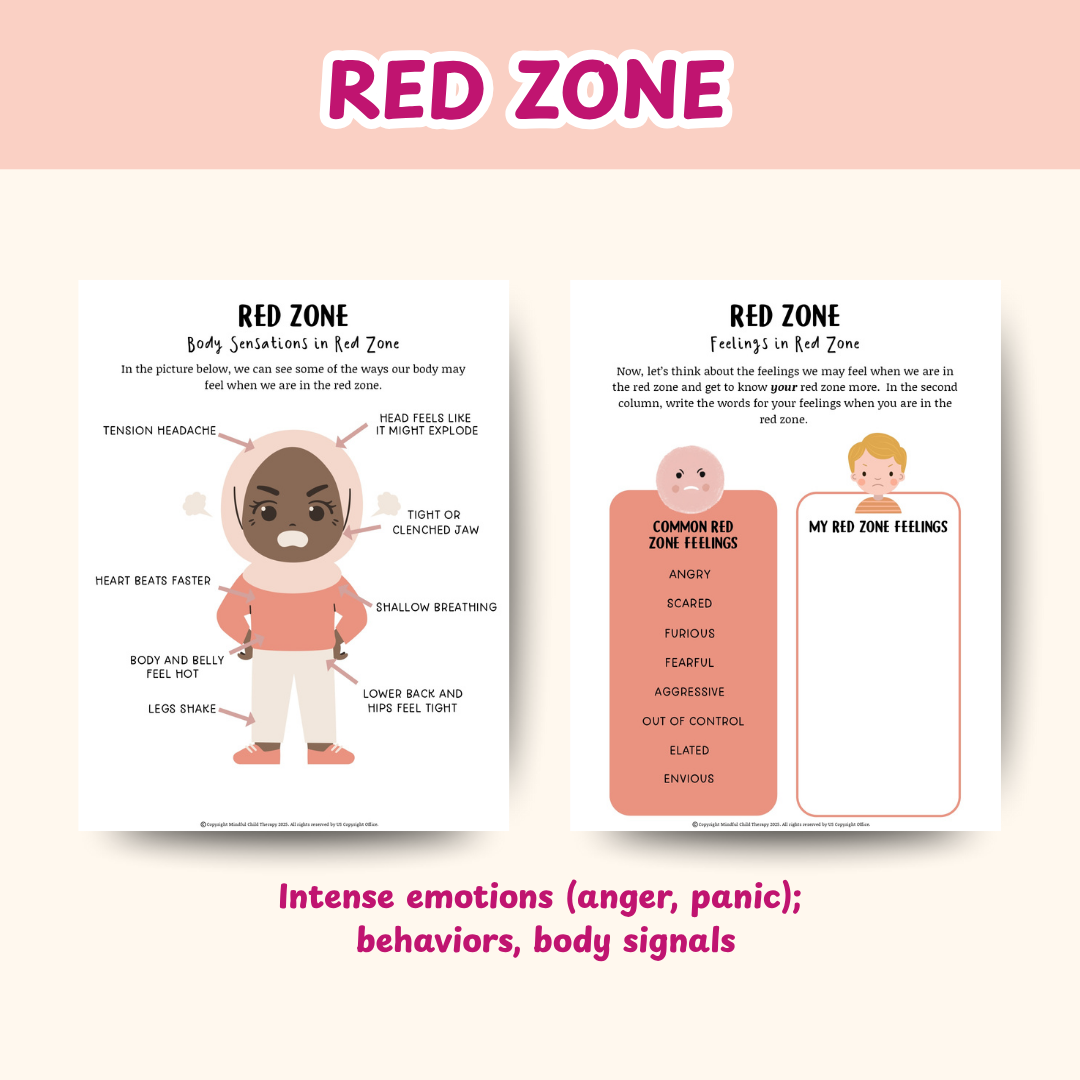 Zones of Regulation Emotional Regulation for Kids, Play Therapy Resources & Kids Therapy Workbook, Identifying Emotions for Kids, Kid Therapy