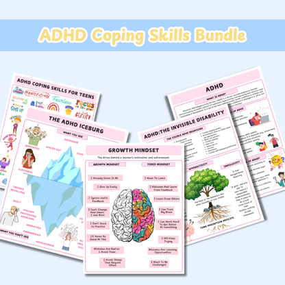Kids ADHD Executive Functioning Success Pack, Calm Down Worksheets Kids Rewards, Family Daily Routine, Time Management, Breathing Exercises