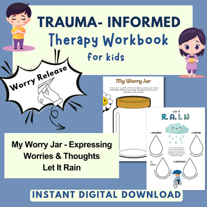 Trauma for Kids, Trauma Worksheets for Children, Kids Trauma Therapy & Processing, Informed Care, Safety Plan