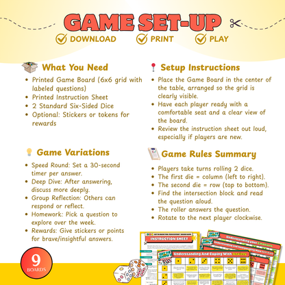 School Counseling & Dice Game for Kids and Teens