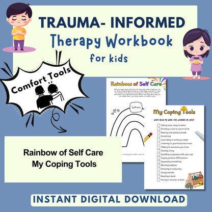 Trauma for Kids, Trauma Worksheets for Children, Kids Trauma Therapy & Processing, Informed Care, Safety Plan