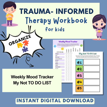 Trauma for Kids, Trauma Worksheets for Children, Kids Trauma Therapy & Processing, Informed Care, Safety Plan