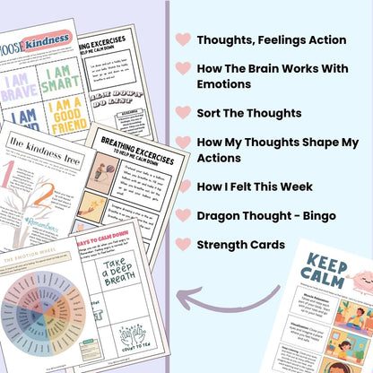 Emotional Regulation Bundle for Kids, Calming Exercises, Strength Cards, Breathing Exercises, How to Stay Calm