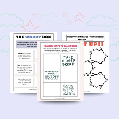 Emotional Regulation Bundle for Kids, Calming Exercises, Strength Cards, Breathing Exercises, How to Stay Calm